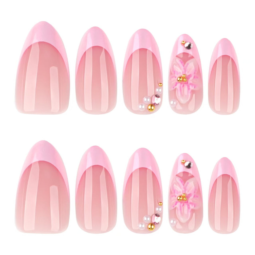 Press-On Nail Art Set with Floral Embellishments Kalsten