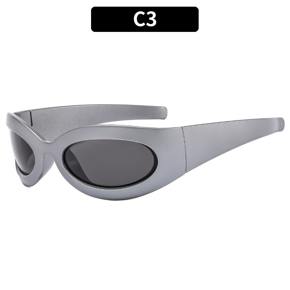 Sleek Futuristic Oval Sunglasses
