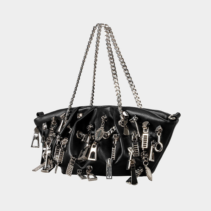 Decorative Chain-Accented Handbag