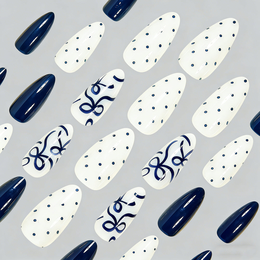 Artistic Bow and Dot Press-On Nail Set Kalsten