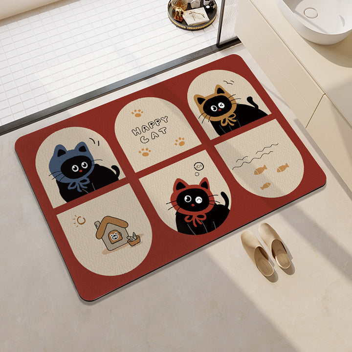 Playful Cat-Themed Bath Rug Kalsten