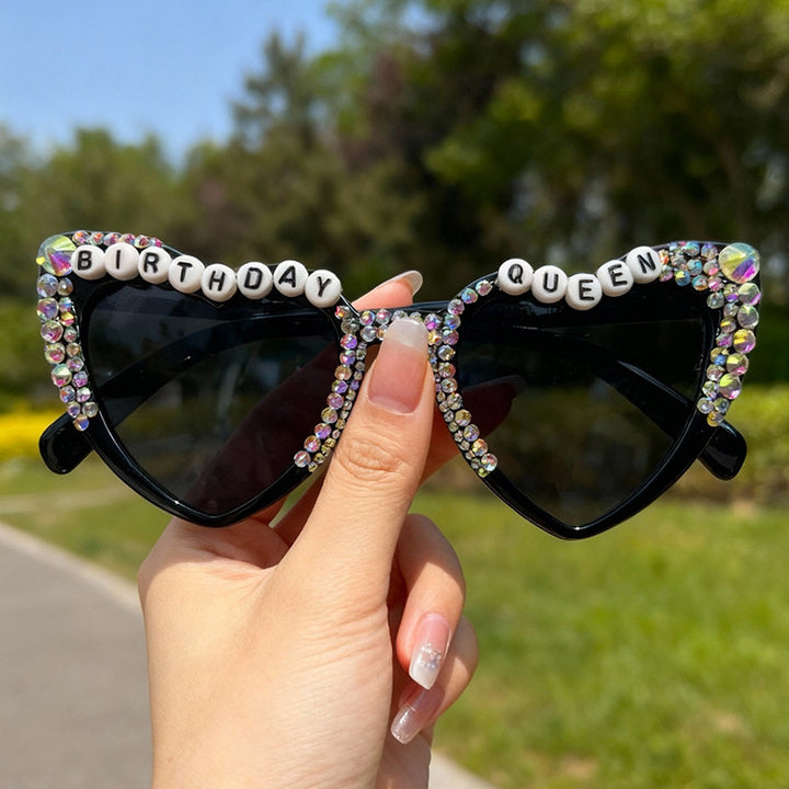 Decorative Rhinestone-Embellished Heart-Shaped Sunglasses Kalsten