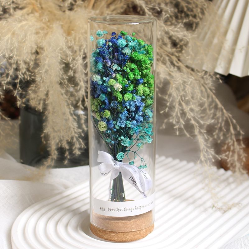 Preserved Flower Display in Elegant Glass Cylinder