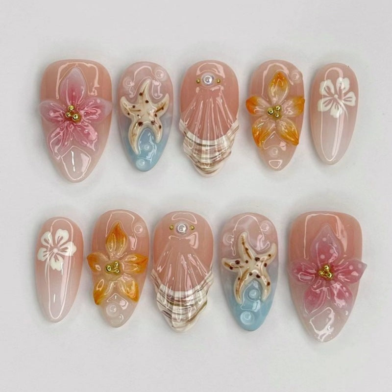 Nature-Themed Artistic Press-On Nail Set Kalsten