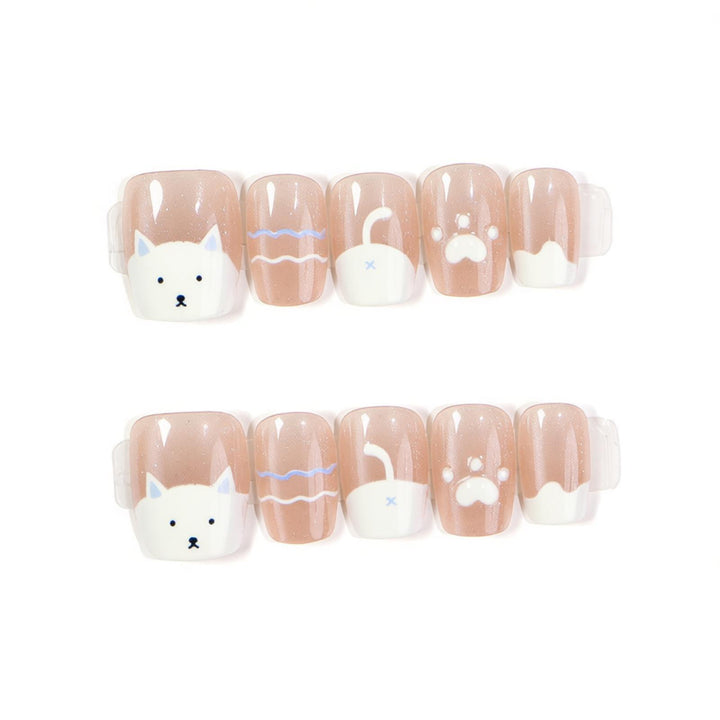 Cat-Themed Press-On Nail Art Kalsten