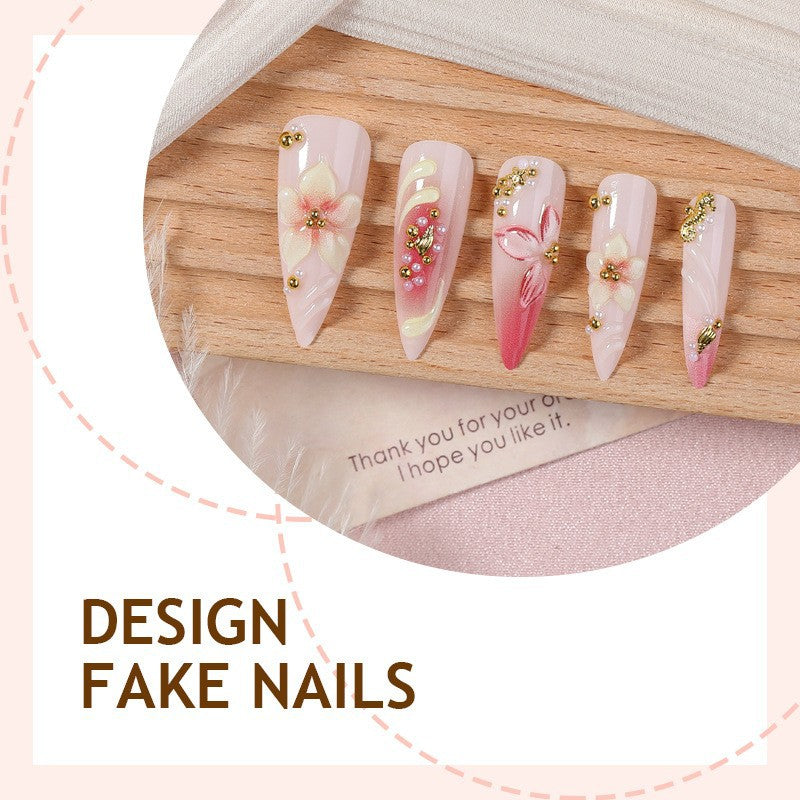 Nail art set with floral design and glitter accents Kalsten