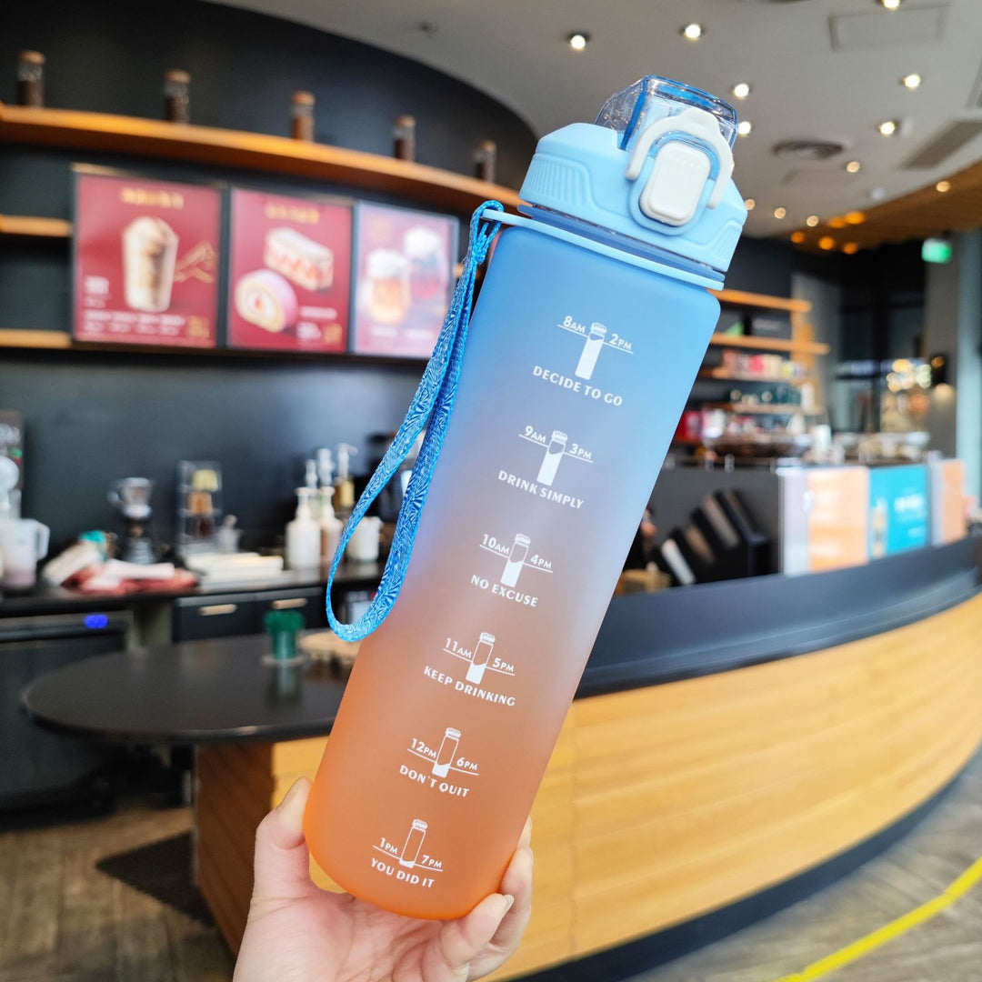 Women's Motivational Water Bottle with Unique Time Marking and Secure Closure Kalsten