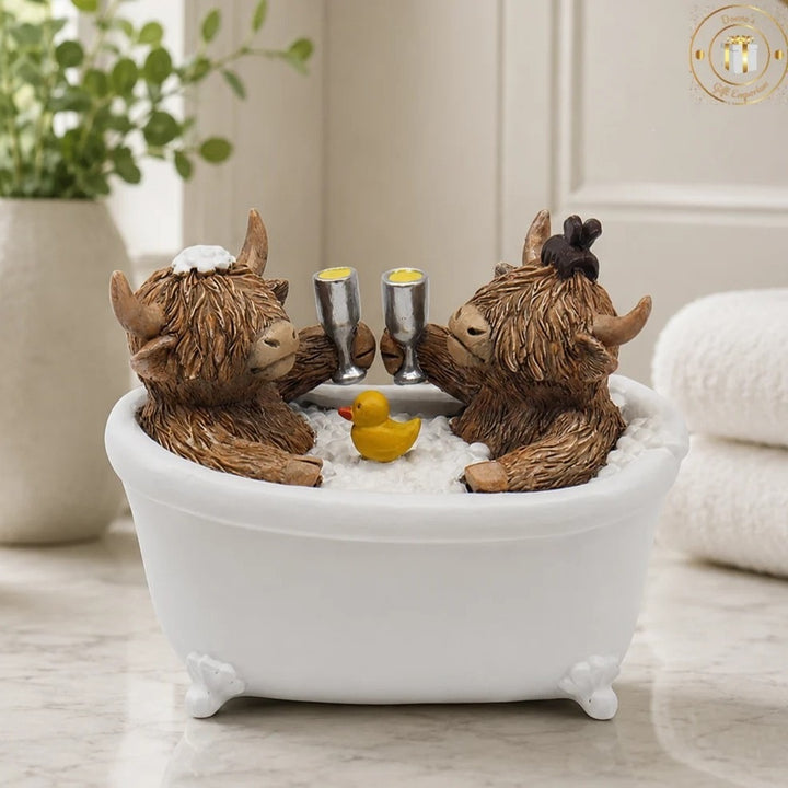 Decoration figure bathing highland cattle Kalsten