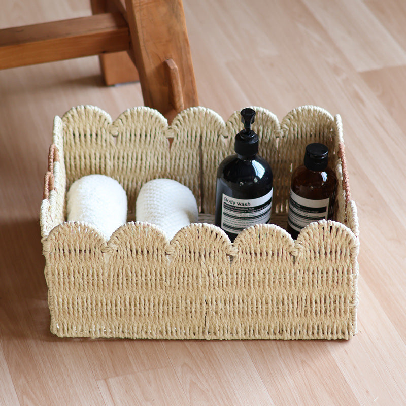 Handcrafted storage basket with wave edge Kalsten