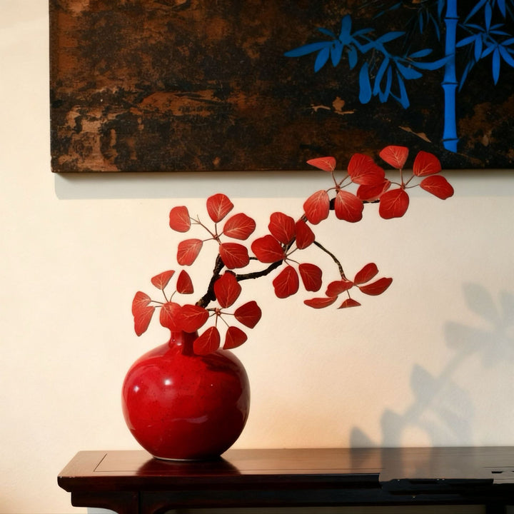 Artistic Ceramic Vase with Lifelike Floral Arrangement