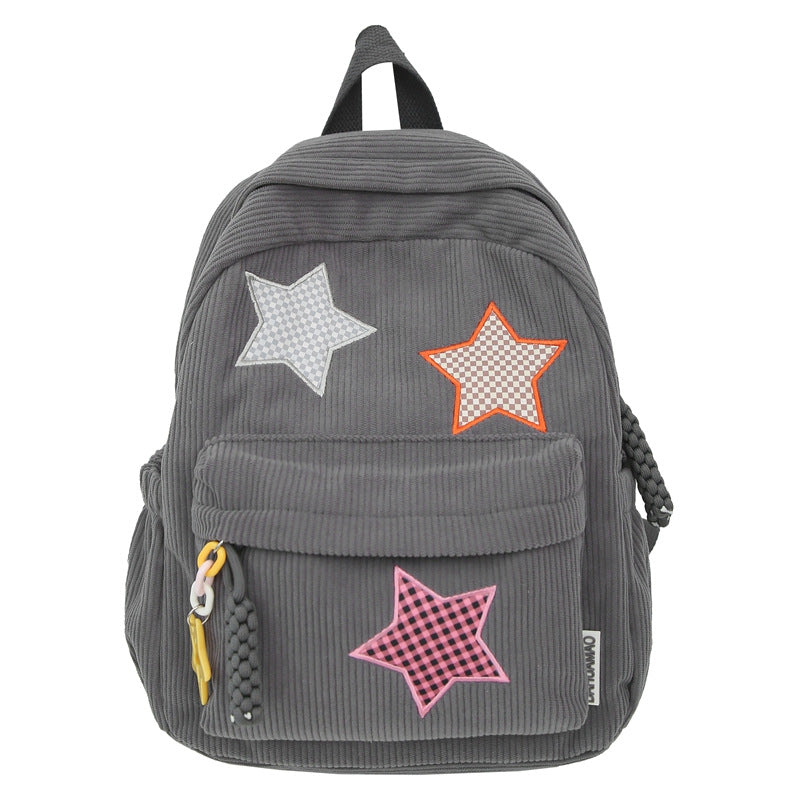 Corduroy Star-Embellished Backpack