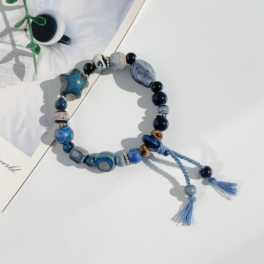 Handmade Stone Bead Stretch Bracelet Kalsten