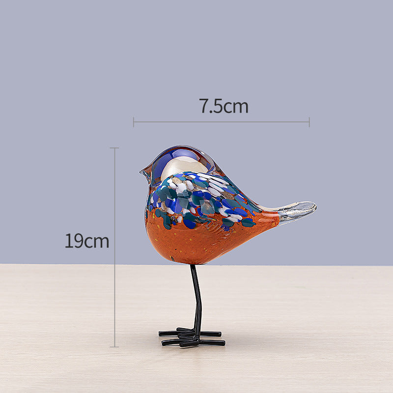 Handblown Decorative Glass Bird Sculpture on Metal Legs Kalsten
