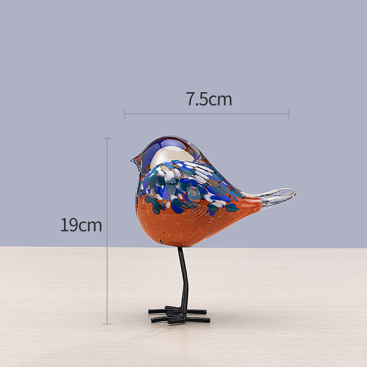 Handblown Decorative Glass Bird Sculpture on Metal Legs Kalsten