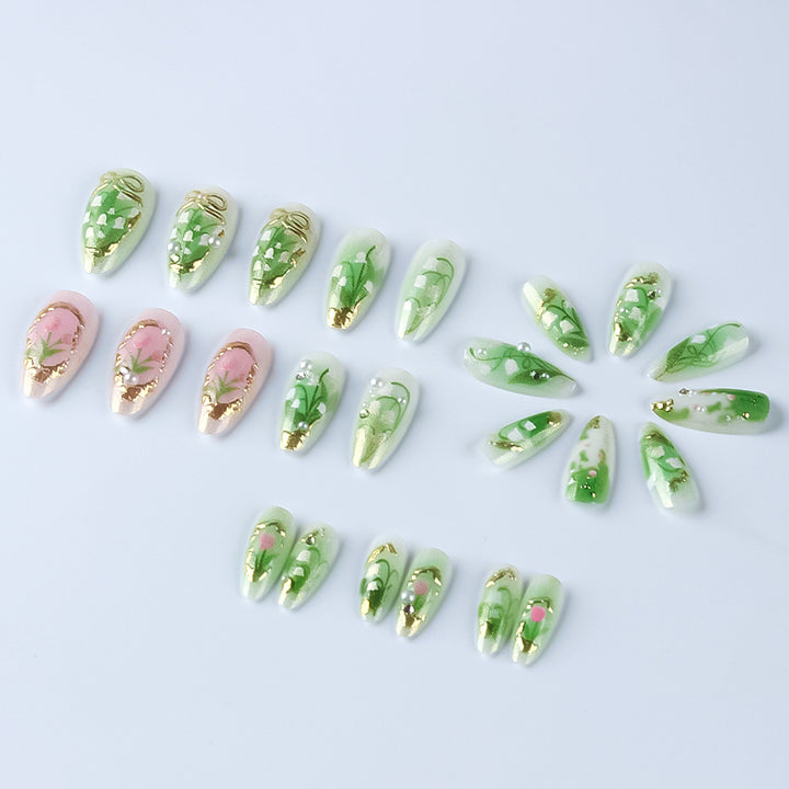 Elegant Floral Stiletto Press-On Nails Kalsten