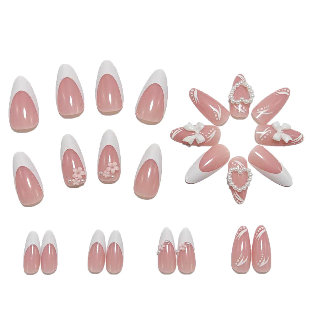 Artificial nails with romantic 3D flower and bow decoration Kalsten