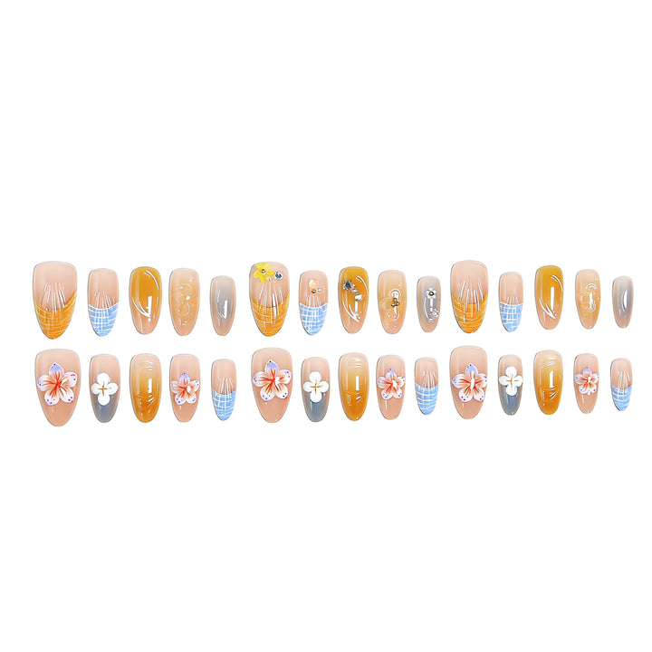 Acrylic nail set with aesthetic floral accents and gloss finish Kalsten