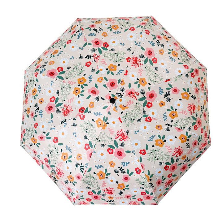 Ladies Folding Umbrella with Floral Design and Cute Details Kalsten