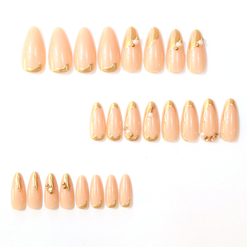 Decorative Gold-Accented Acrylic Nail Art Kalsten
