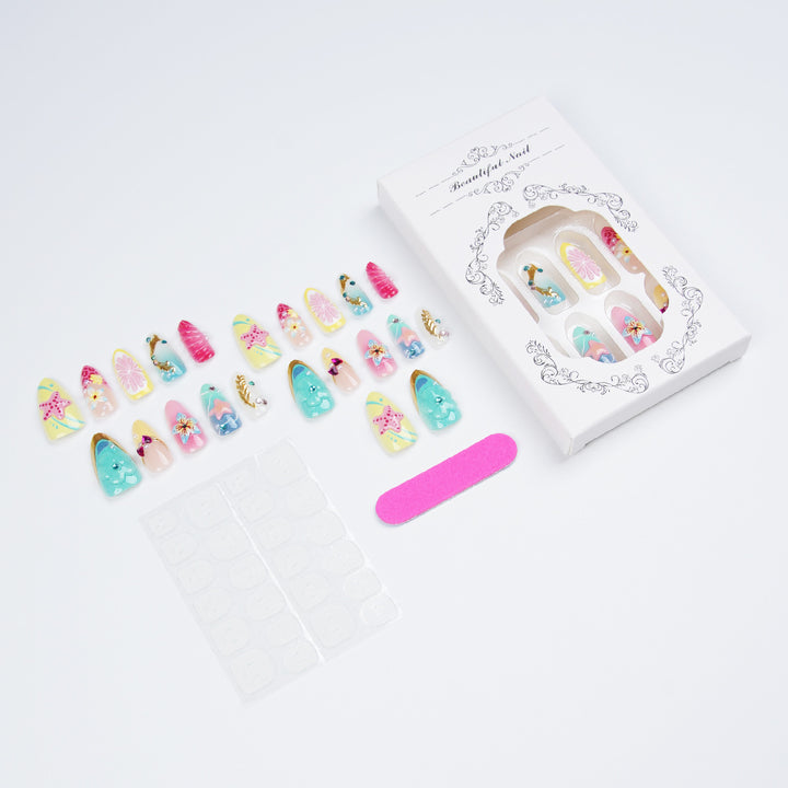 Colorful artificial nails with rhinestones Kalsten