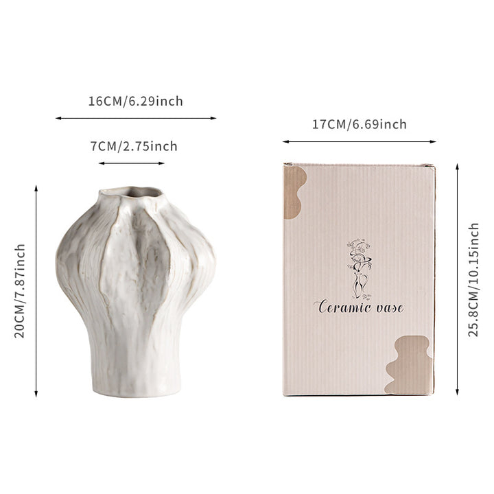 Sculptural Texture Ceramic Organic Ribbed Table Vase