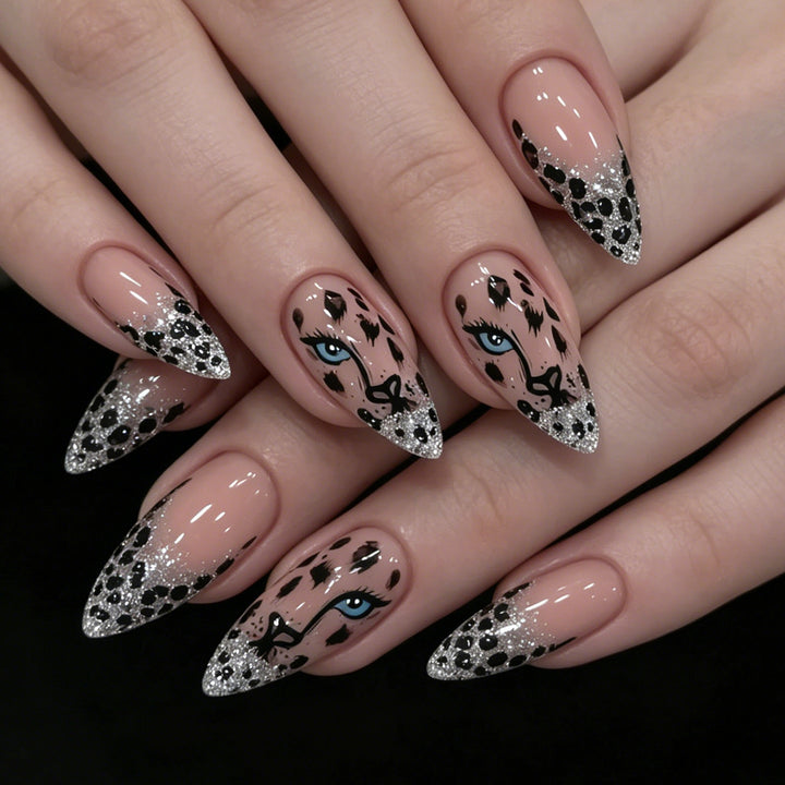 Artistic Leopard Print Stiletto Nail Art Tips Kalsten