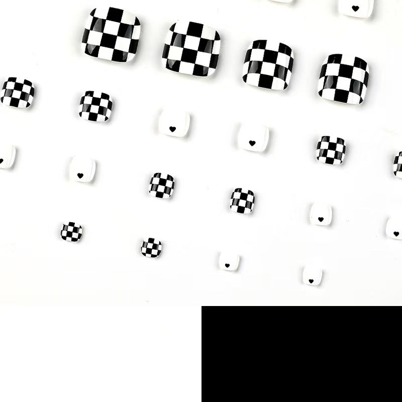Stylish Checkerboard Pattern Artificial Nails Kalsten