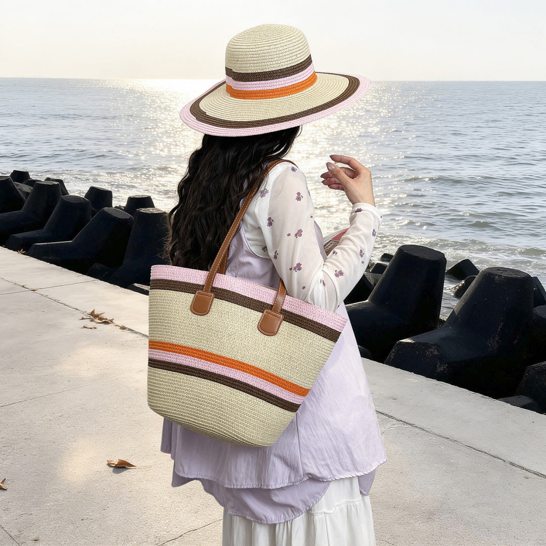 WoColorful Straw Beach Tote Bag Kalsten