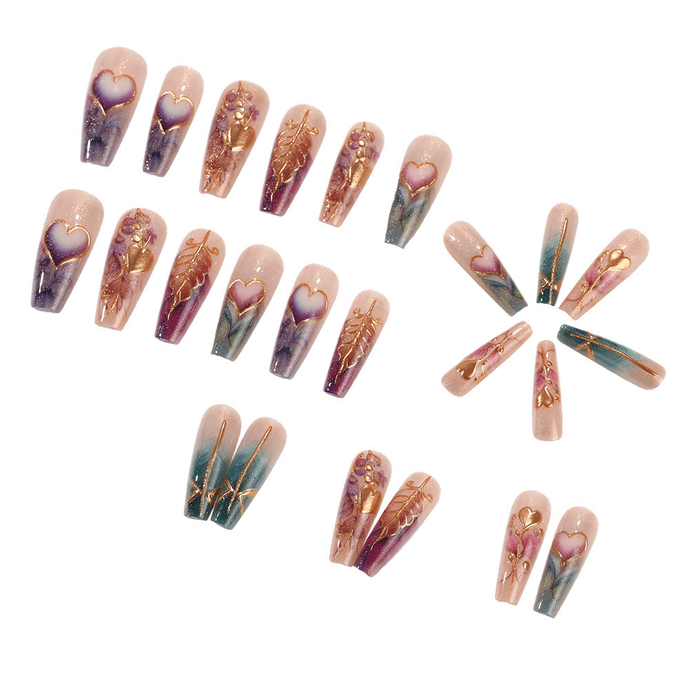 Artificial nails with romantic heart and flower designs Kalsten