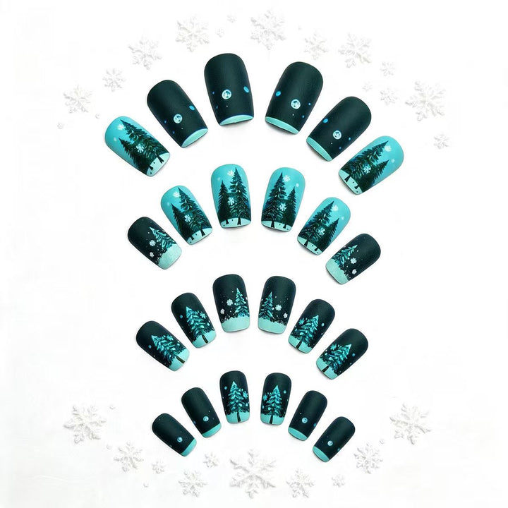 Artificial nails with winter fir tree design Kalsten