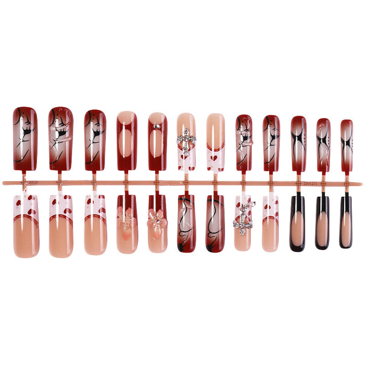 Decorative Press-On Nail Art Set with Floral and Artistic Designs kalsten