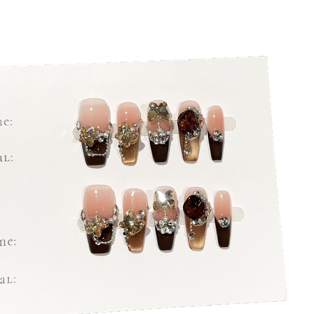 Glamorous Floral Embellished Press-On Nail Art Set