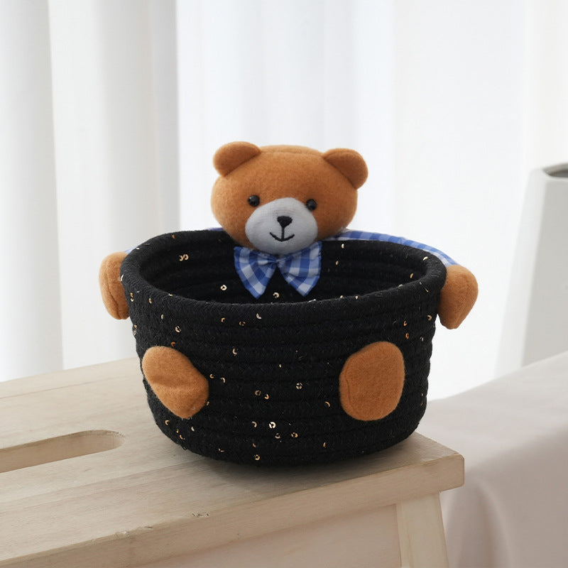 Cozy storage basket with bear motif Kalsten