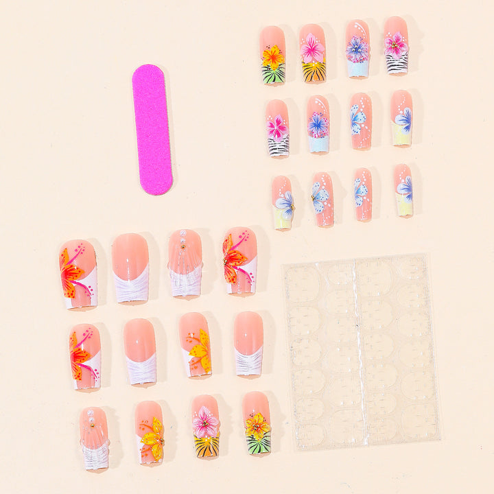 Tropical Floral Acrylic Nail Art Extensions Kalsten