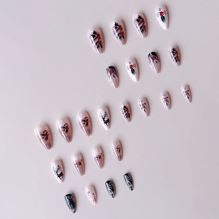 Artificial nail set with wintry motifs and festive designs Kalsten