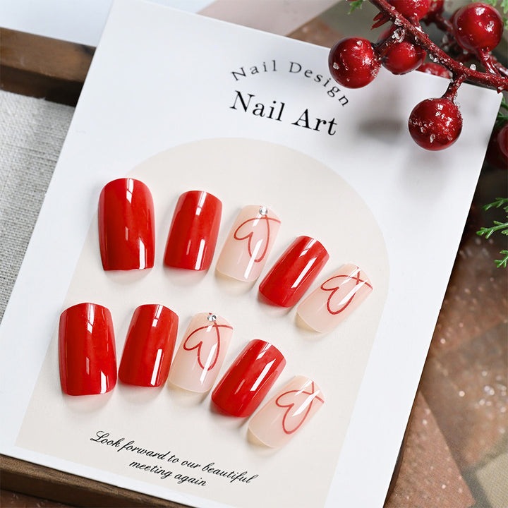 Premium Abstract Heart Press-On Nail Set Kalsten