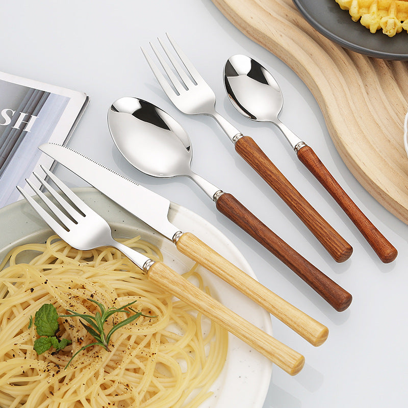 Elegant serving spoon with ergonomic wooden handle Kalsten