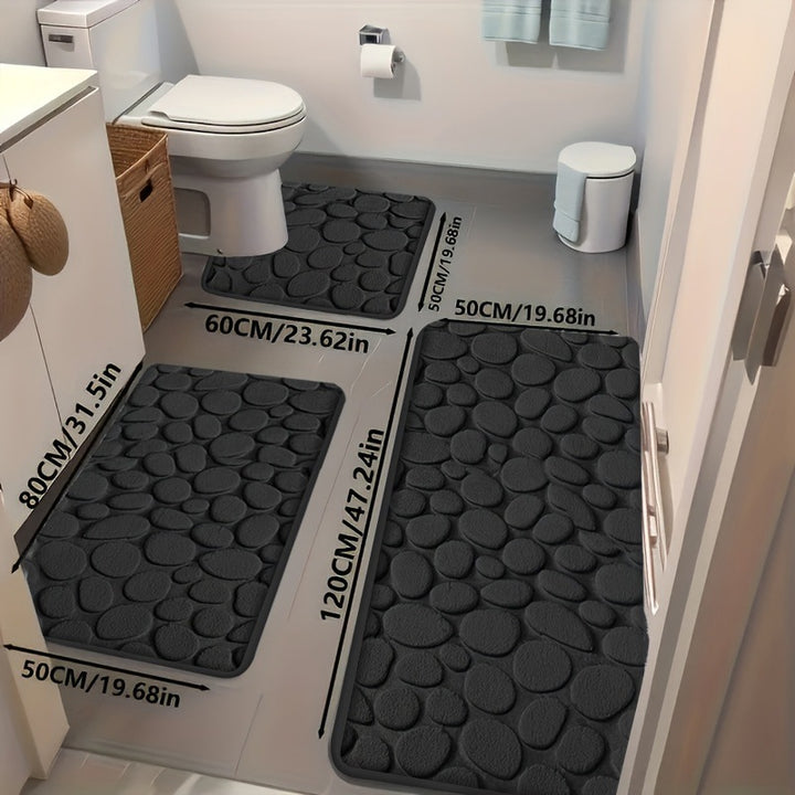 Textured Stone Design Bath Mat Set