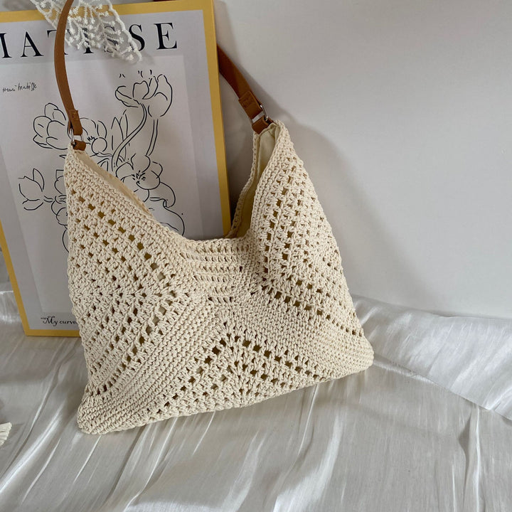 Handmade crochet bag with leather handles Kalsten