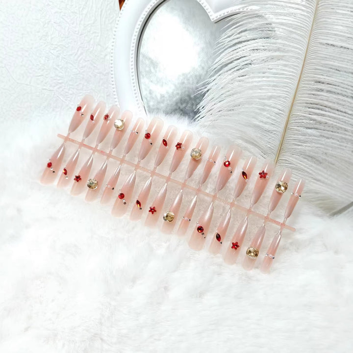 Artificial nails with sparkling 3D decorations Kalsten