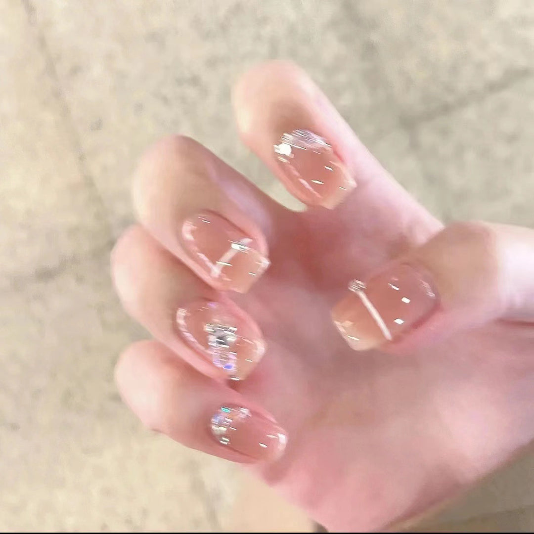Elegant Crystal-Accented Press-On Nail Set