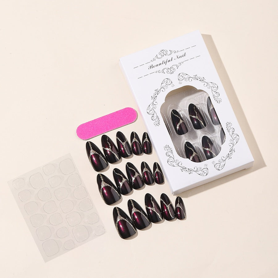 Acrylic nail set with glamorous accents and high-gloss finish Kalsten
