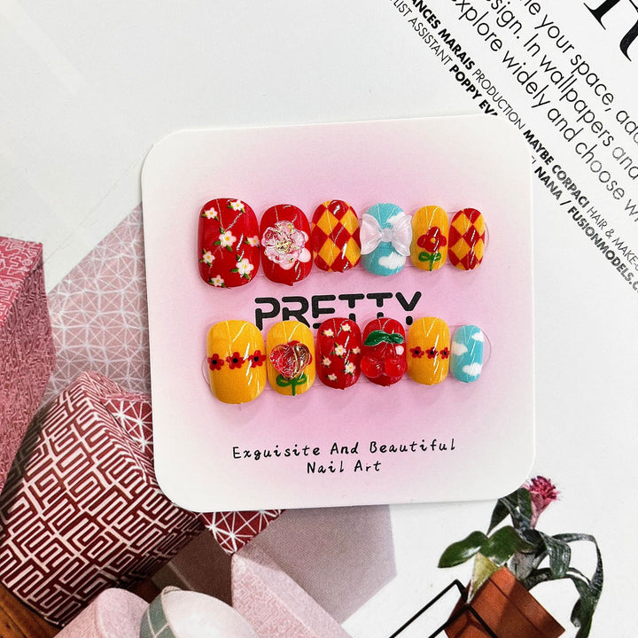 Artistic 3D Decorated Press-On Nail Set Kalsten