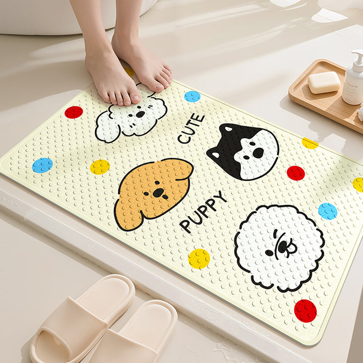 Playful Cartoon Dog Bath Mat Kalsten