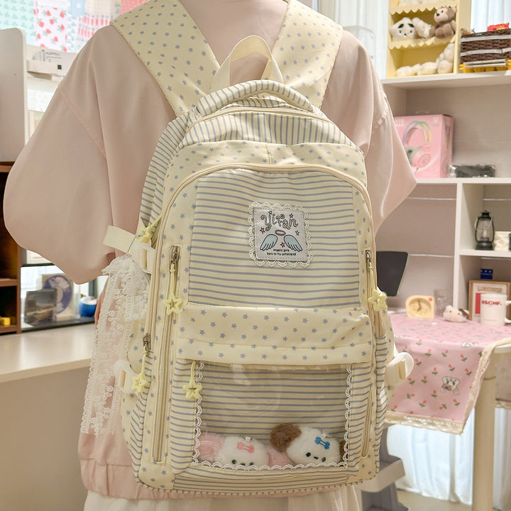 Trendy Striped School Backpack Kalsten