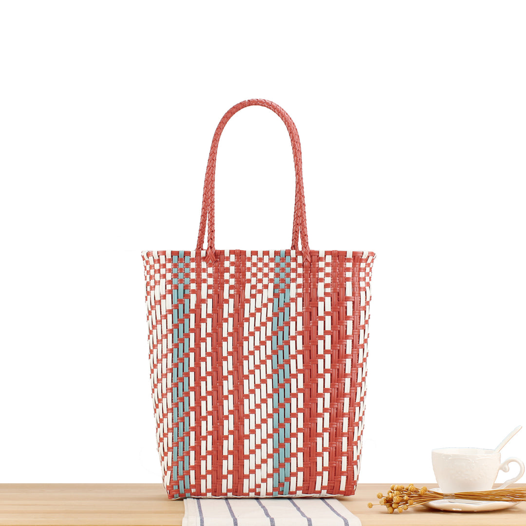 Braided Tote Bag with Colorful Design Kalsten