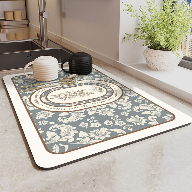 Elegant Floral Kitchen Mat