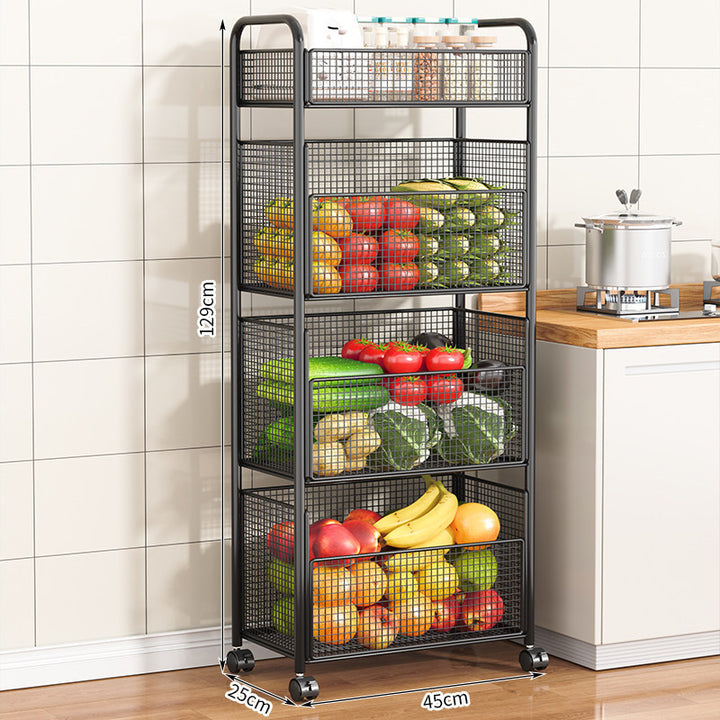 Rolling Kitchen Storage Organizer with Adjustable Mesh Baskets Kalsten