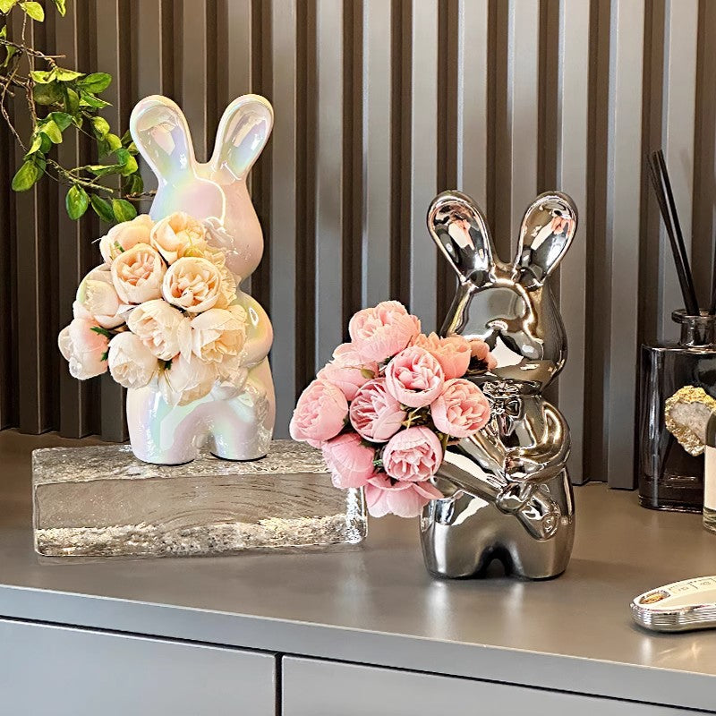 Charming Bunny-Shaped Decorative Flower Holder