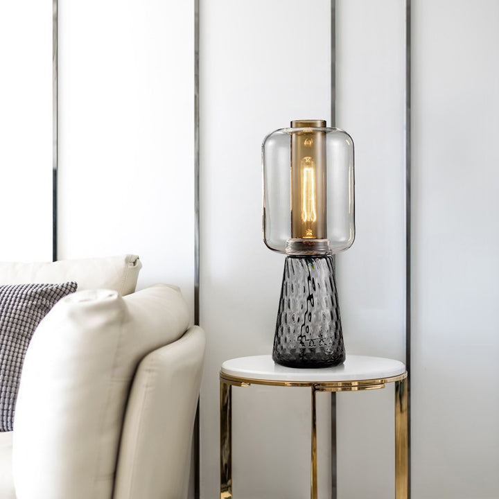 Glass Table Lamp with Textured Base